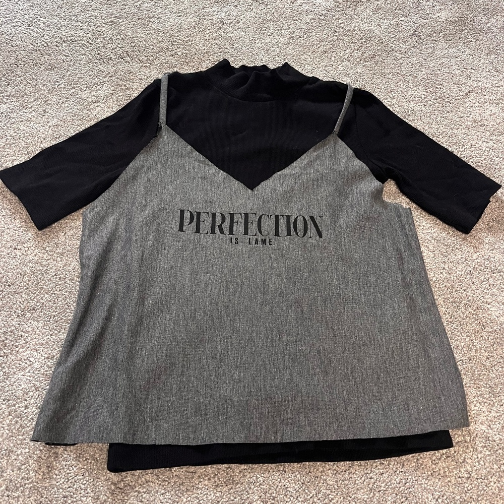 Zara Women's Grey and Black Shirt